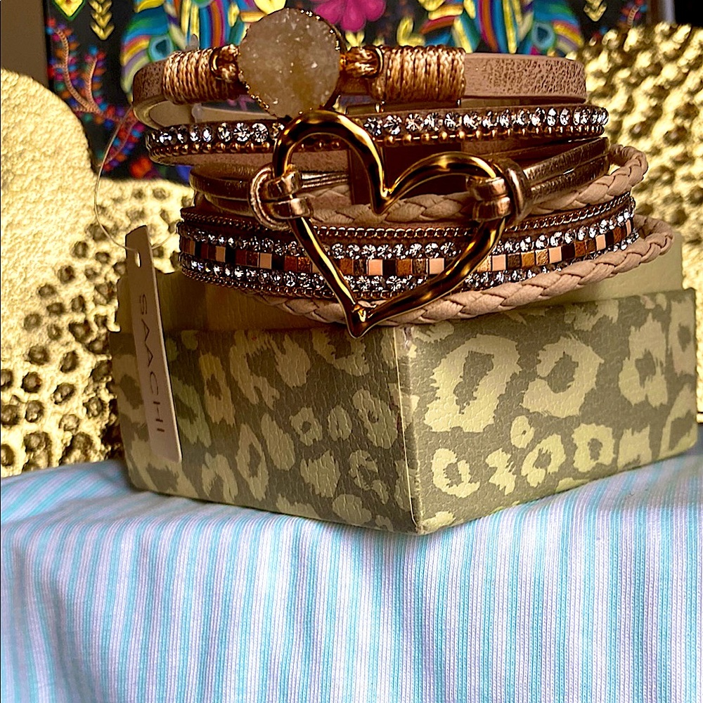 SAACHI- NWT-Gold and Brown Women's Bracelet& FREE 🎁 - Picture 8 of 10